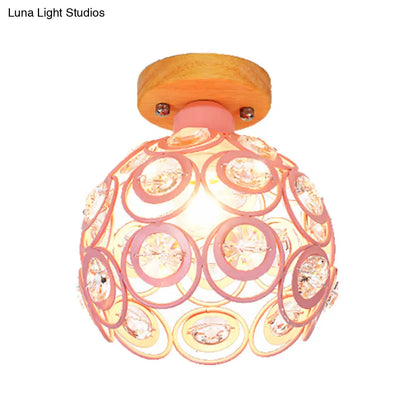 DecorBites™ DecorBites™ Global Metal Lampshade Nordic Flush Mount Lighting in Pink/Green/Gray for Foyer