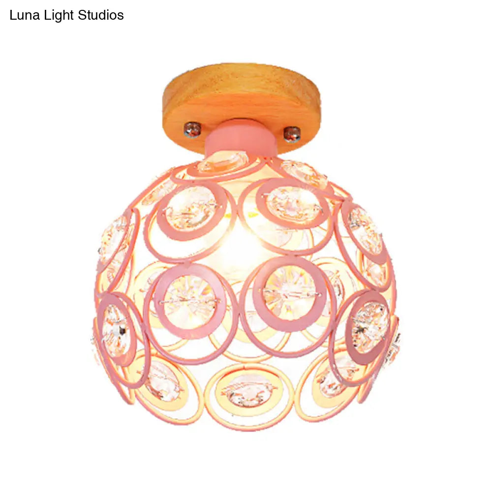 DecorBites™ DecorBites™ Global Metal Lampshade Nordic Flush Mount Lighting in Pink/Green/Gray for Foyer