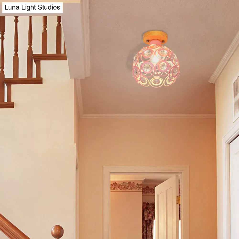 DecorBites™ DecorBites™ Global Metal Lampshade Nordic Flush Mount Lighting in Pink/Green/Gray for Foyer