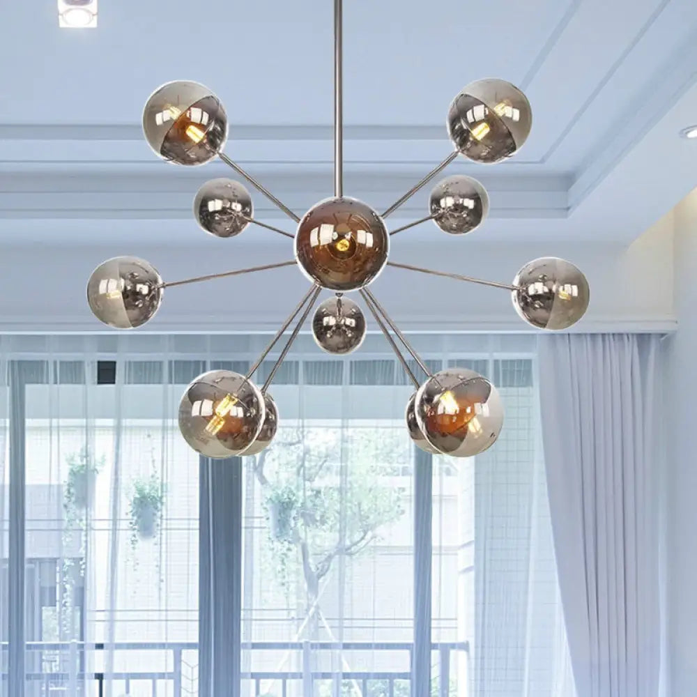 Lámpara de techo semiempotrada DecorBites™ Globe para comedor, con cristal blanco/transparente/gris ahumado - 9/12/15 luces - Diseño contemporáneo en cobre/cromo/oro