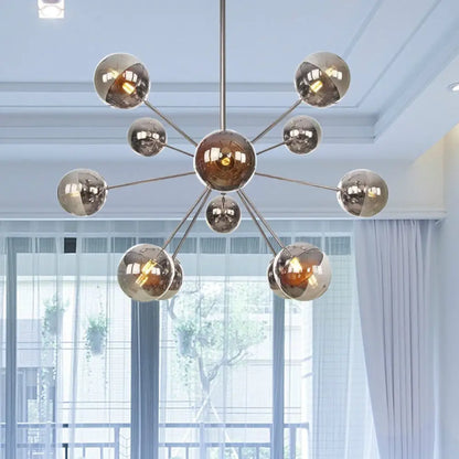 Lámpara de techo semiempotrada DecorBites™ Globe para comedor, con cristal blanco/transparente/gris ahumado - 9/12/15 luces - Diseño contemporáneo en cobre/cromo/oro