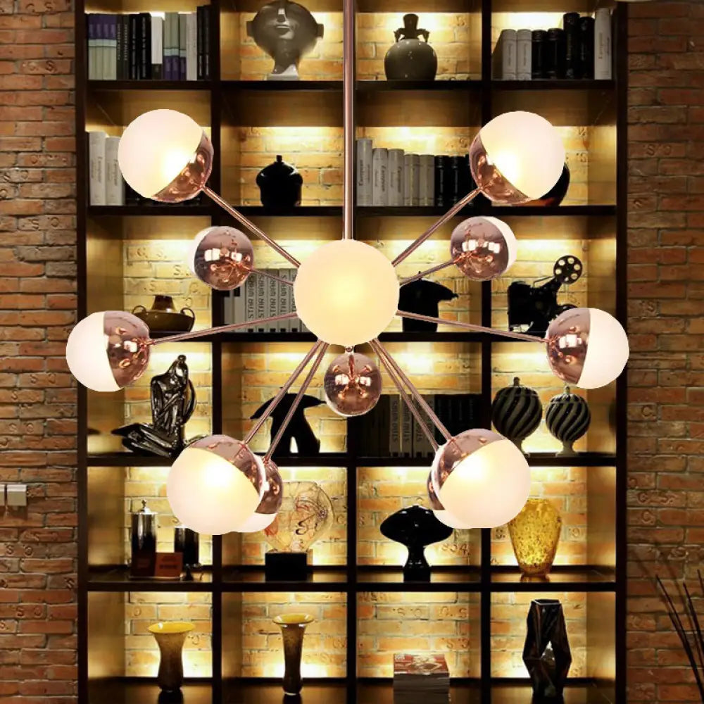 Lámpara de techo semiempotrada DecorBites™ Globe para comedor, con cristal blanco/transparente/gris ahumado - 9/12/15 luces - Diseño contemporáneo en cobre/cromo/oro