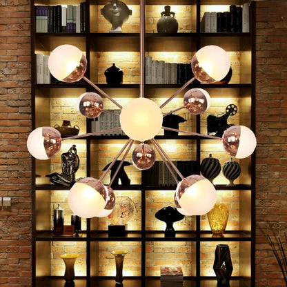 Lámpara de techo semiempotrada DecorBites™ Globe para comedor, con cristal blanco/transparente/gris ahumado - 9/12/15 luces - Diseño contemporáneo en cobre/cromo/oro