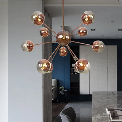 Lámpara de techo semiempotrada DecorBites™ Globe para comedor, con cristal blanco/transparente/gris ahumado - 9/12/15 luces - Diseño contemporáneo en cobre/cromo/oro