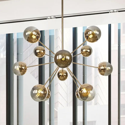 Lámpara de techo semiempotrada DecorBites™ Globe para comedor, con cristal blanco/transparente/gris ahumado - 9/12/15 luces - Diseño contemporáneo en cobre/cromo/oro