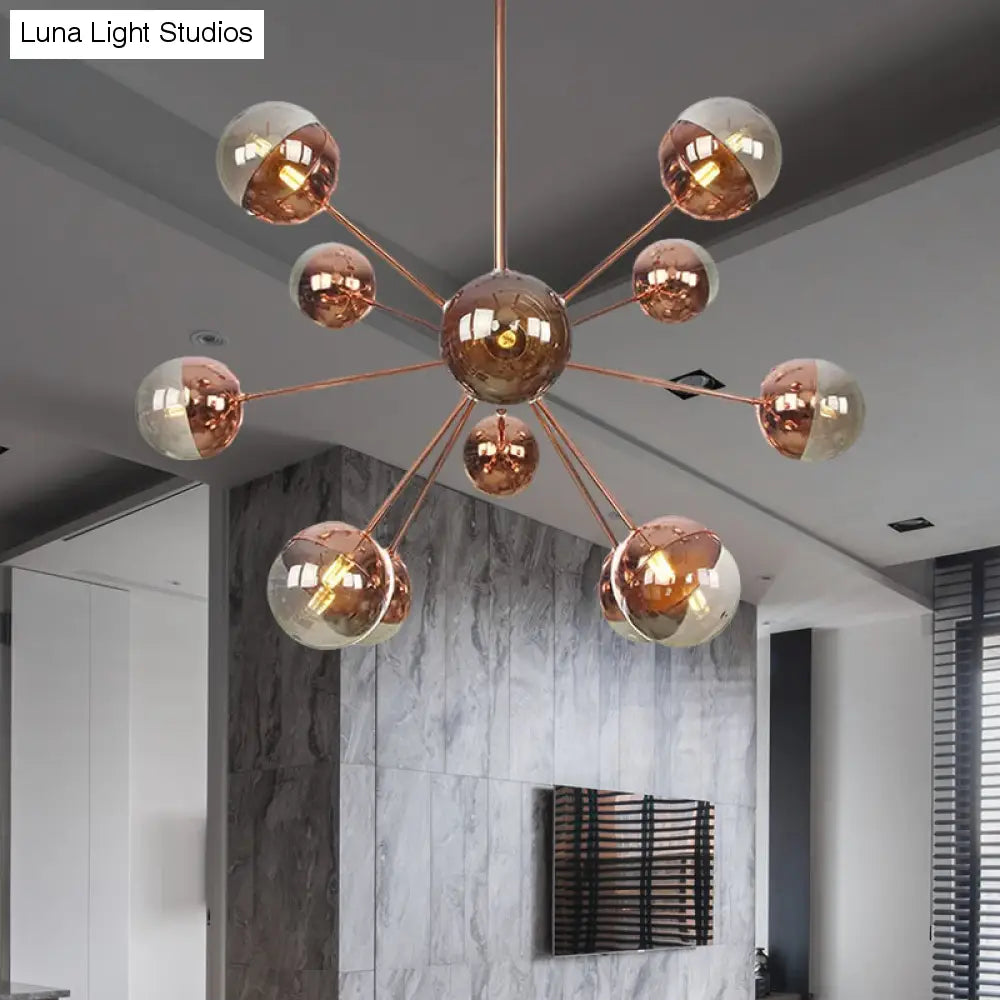 Lámpara de techo semiempotrada DecorBites™ Globe para comedor, con cristal blanco/transparente/gris ahumado - 9/12/15 luces - Diseño contemporáneo en cobre/cromo/oro