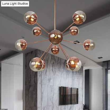 Lámpara de techo semiempotrada DecorBites™ Globe para comedor, con cristal blanco/transparente/gris ahumado - 9/12/15 luces - Diseño contemporáneo en cobre/cromo/oro