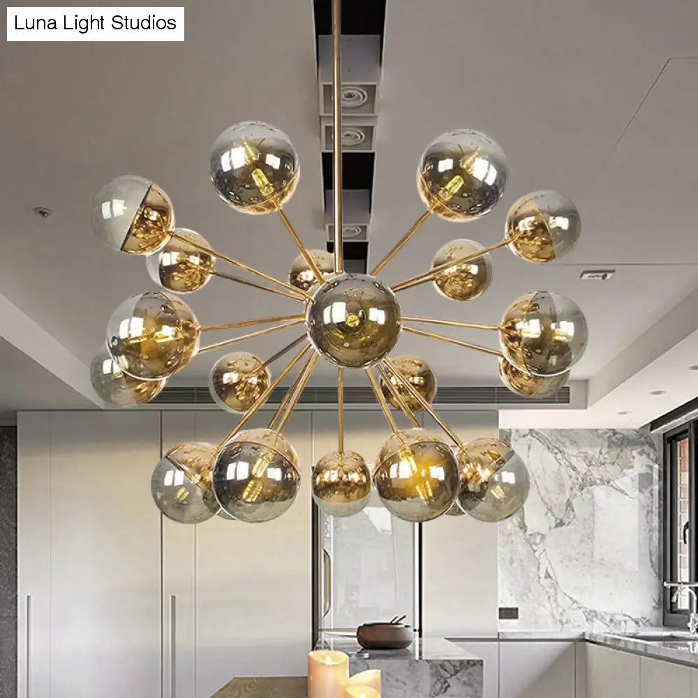 Lámpara de techo semiempotrada DecorBites™ Globe para comedor, con cristal blanco/transparente/gris ahumado - 9/12/15 luces - Diseño contemporáneo en cobre/cromo/oro