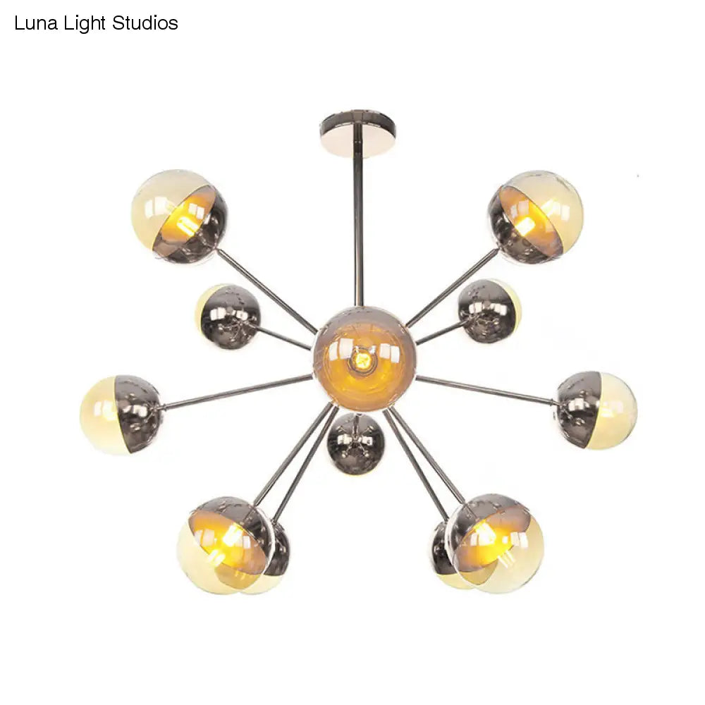 Lámpara de techo semiempotrada DecorBites™ Globe para comedor, con cristal blanco/transparente/gris ahumado - 9/12/15 luces - Diseño contemporáneo en cobre/cromo/oro