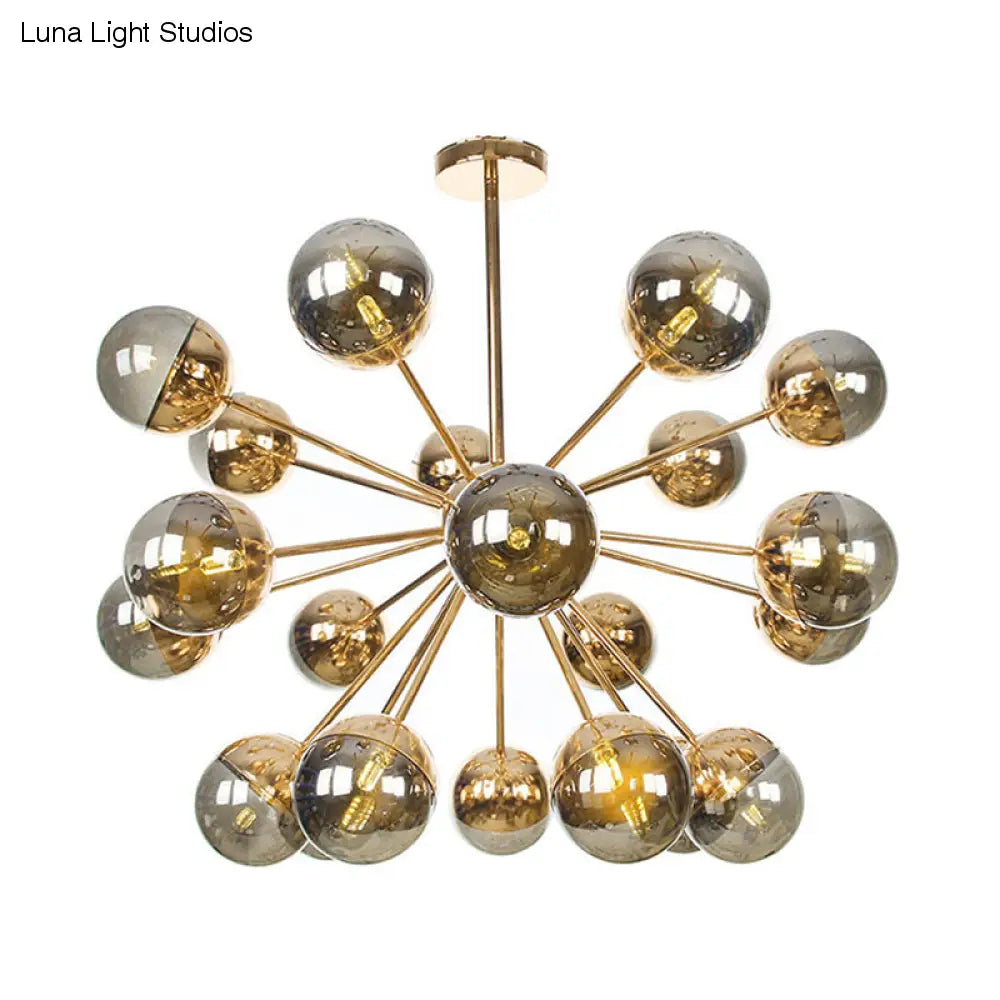 Lámpara de techo semiempotrada DecorBites™ Globe para comedor, con cristal blanco/transparente/gris ahumado - 9/12/15 luces - Diseño contemporáneo en cobre/cromo/oro