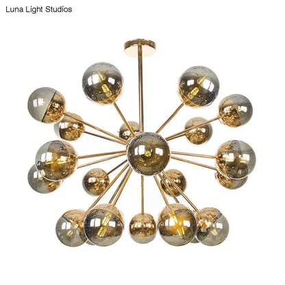 Lámpara de techo semiempotrada DecorBites™ Globe para comedor, con cristal blanco/transparente/gris ahumado - 9/12/15 luces - Diseño contemporáneo en cobre/cromo/oro