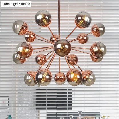 Lámpara de techo semiempotrada DecorBites™ Globe para comedor, con cristal blanco/transparente/gris ahumado - 9/12/15 luces - Diseño contemporáneo en cobre/cromo/oro