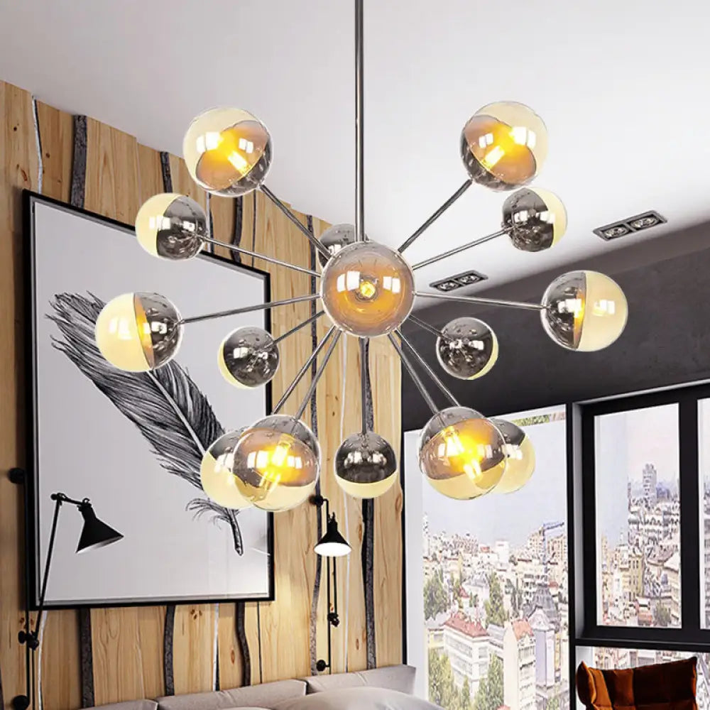 Lámpara de techo semiempotrada DecorBites™ Globe para comedor, con cristal blanco/transparente/gris ahumado - 9/12/15 luces - Diseño contemporáneo en cobre/cromo/oro