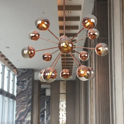 Lámpara de techo semiempotrada DecorBites™ Globe para comedor, con cristal blanco/transparente/gris ahumado - 9/12/15 luces - Diseño contemporáneo en cobre/cromo/oro