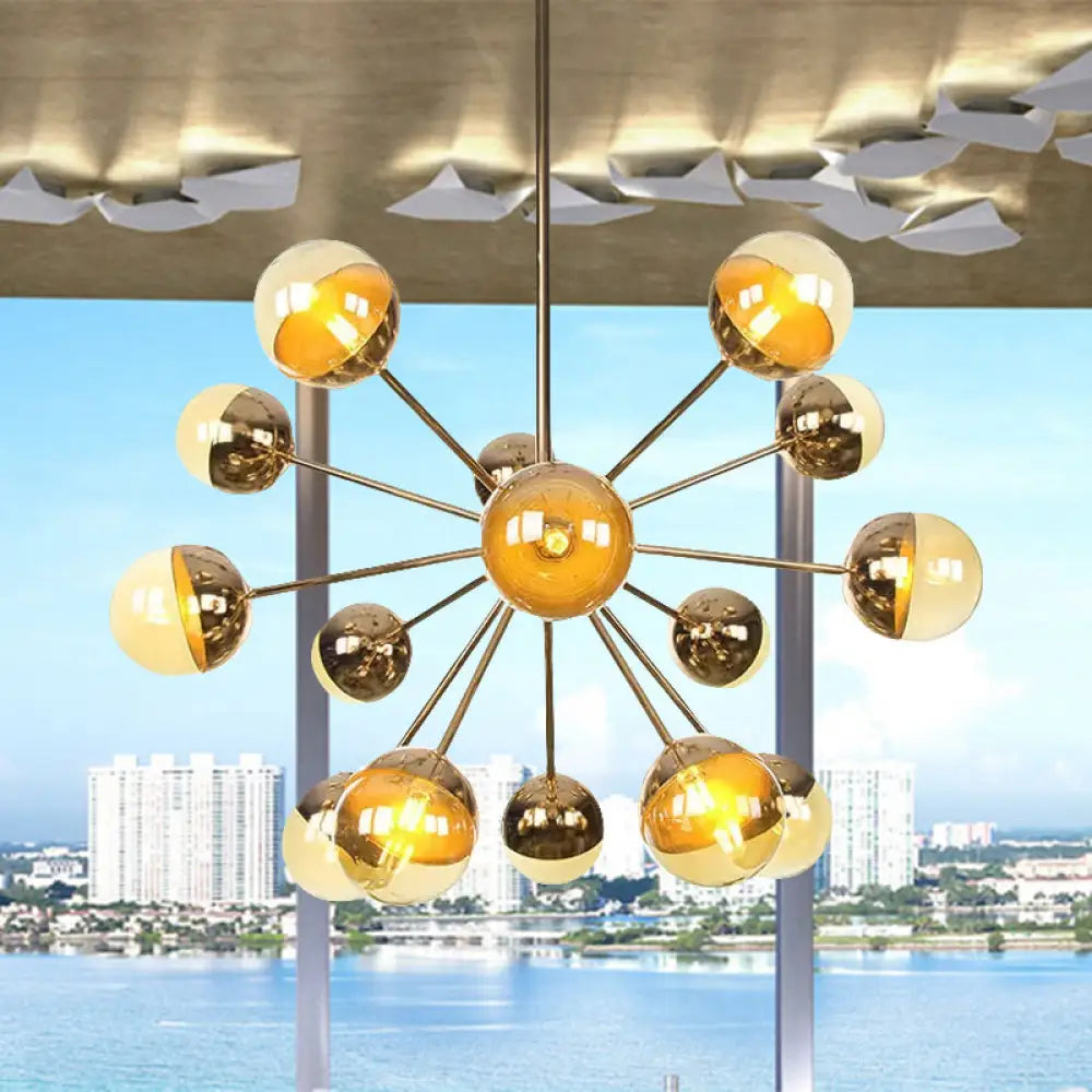 Lámpara de techo semiempotrada DecorBites™ Globe para comedor, con cristal blanco/transparente/gris ahumado - 9/12/15 luces - Diseño contemporáneo en cobre/cromo/oro