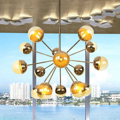 Lámpara de techo semiempotrada DecorBites™ Globe para comedor, con cristal blanco/transparente/gris ahumado - 9/12/15 luces - Diseño contemporáneo en cobre/cromo/oro