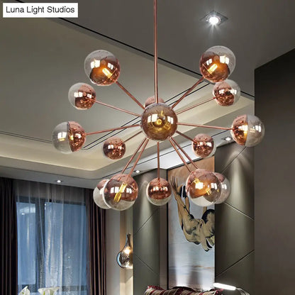 Lámpara de techo semiempotrada DecorBites™ Globe para comedor, con cristal blanco/transparente/gris ahumado - 9/12/15 luces - Diseño contemporáneo en cobre/cromo/oro