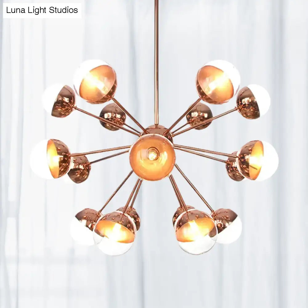 Lámpara de techo semiempotrada DecorBites™ Globe para comedor, con cristal blanco/transparente/gris ahumado - 9/12/15 luces - Diseño contemporáneo en cobre/cromo/oro