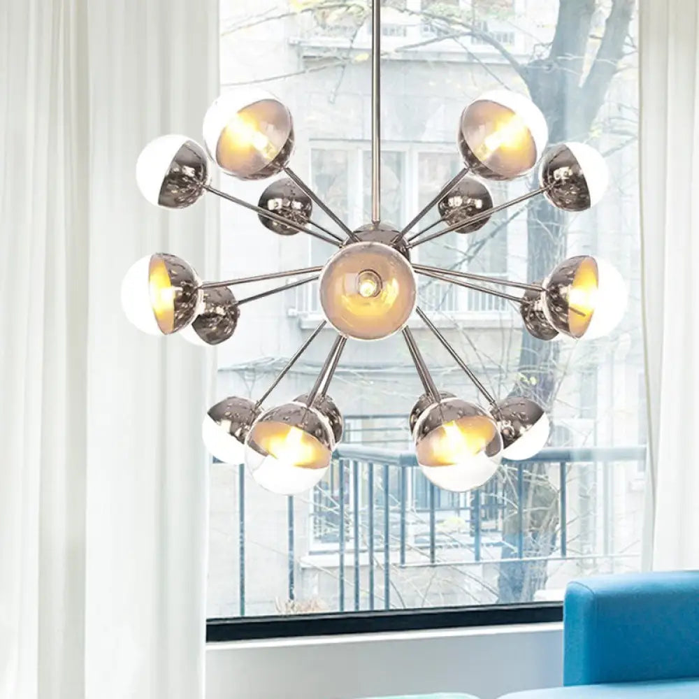 Lámpara de techo semiempotrada DecorBites™ Globe para comedor, con cristal blanco/transparente/gris ahumado - 9/12/15 luces - Diseño contemporáneo en cobre/cromo/oro