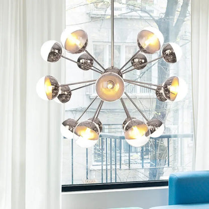 Lámpara de techo semiempotrada DecorBites™ Globe para comedor, con cristal blanco/transparente/gris ahumado - 9/12/15 luces - Diseño contemporáneo en cobre/cromo/oro