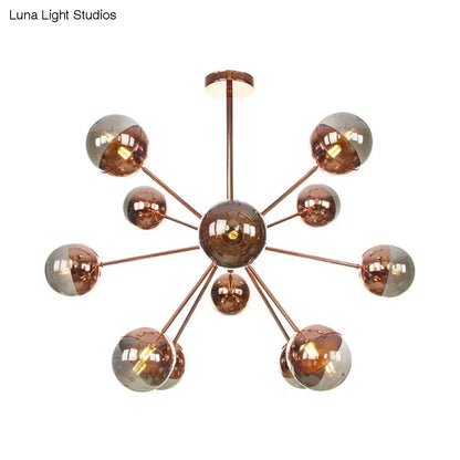 Lámpara de techo semiempotrada DecorBites™ Globe para comedor, con cristal blanco/transparente/gris ahumado - 9/12/15 luces - Diseño contemporáneo en cobre/cromo/oro