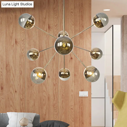 Lámpara de techo semiempotrada DecorBites™ Globe para comedor, con cristal blanco/transparente/gris ahumado - 9/12/15 luces - Diseño contemporáneo en cobre/cromo/oro