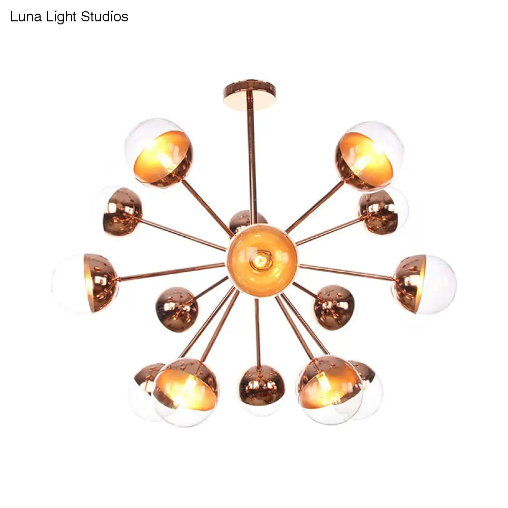 Lámpara de techo semiempotrada DecorBites™ Globe para comedor, con cristal blanco/transparente/gris ahumado - 9/12/15 luces - Diseño contemporáneo en cobre/cromo/oro