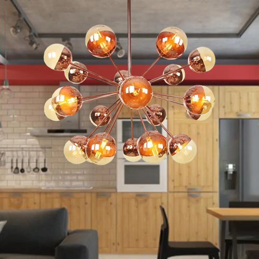 Lámpara de techo semiempotrada DecorBites™ Globe para comedor, con cristal blanco/transparente/gris ahumado - 9/12/15 luces - Diseño contemporáneo en cobre/cromo/oro