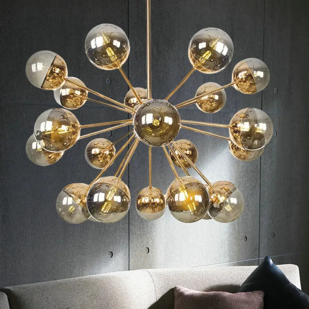 Lámpara de techo semiempotrada DecorBites™ Globe para comedor, con cristal blanco/transparente/gris ahumado - 9/12/15 luces - Diseño contemporáneo en cobre/cromo/oro