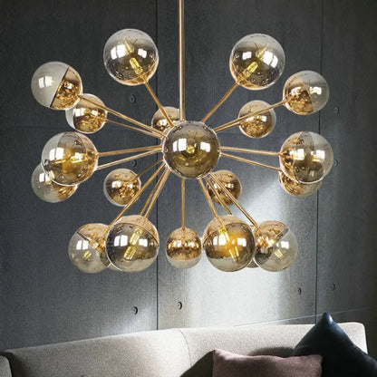 Lámpara de techo semiempotrada DecorBites™ Globe para comedor, con cristal blanco/transparente/gris ahumado - 9/12/15 luces - Diseño contemporáneo en cobre/cromo/oro