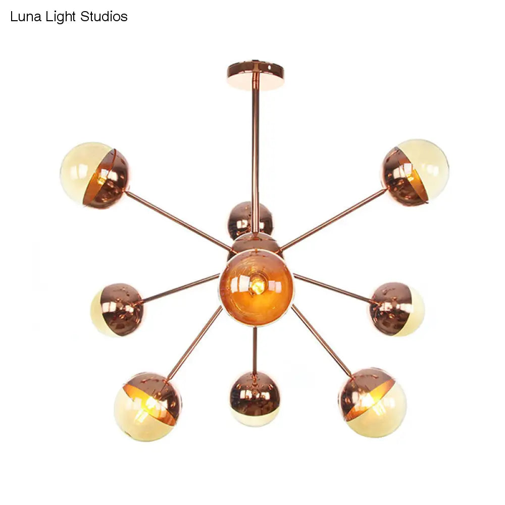 Lámpara de techo semiempotrada DecorBites™ Globe para comedor, con cristal blanco/transparente/gris ahumado - 9/12/15 luces - Diseño contemporáneo en cobre/cromo/oro