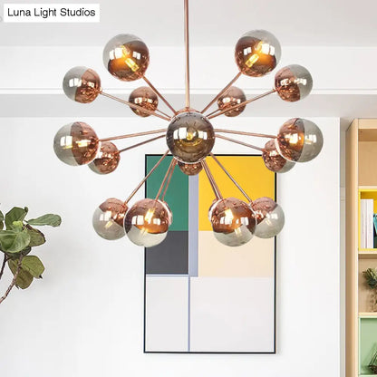 Lámpara de techo semiempotrada DecorBites™ Globe para comedor, con cristal blanco/transparente/gris ahumado - 9/12/15 luces - Diseño contemporáneo en cobre/cromo/oro