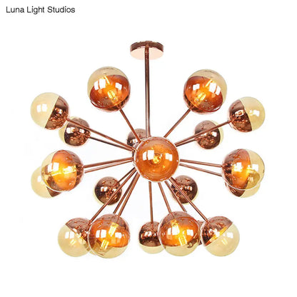 Lámpara de techo semiempotrada DecorBites™ Globe para comedor, con cristal blanco/transparente/gris ahumado - 9/12/15 luces - Diseño contemporáneo en cobre/cromo/oro