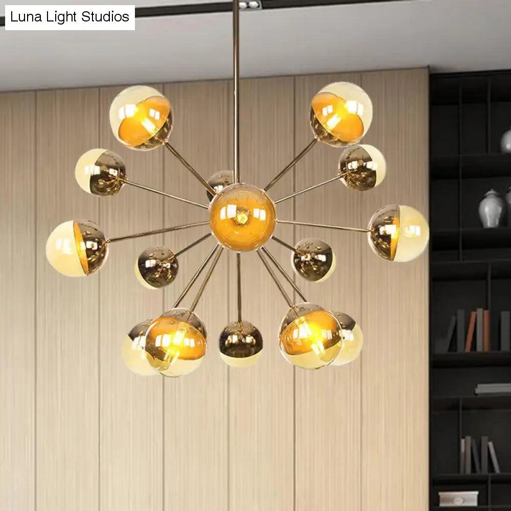 Lámpara de techo semiempotrada DecorBites™ Globe para comedor, con cristal blanco/transparente/gris ahumado - 9/12/15 luces - Diseño contemporáneo en cobre/cromo/oro