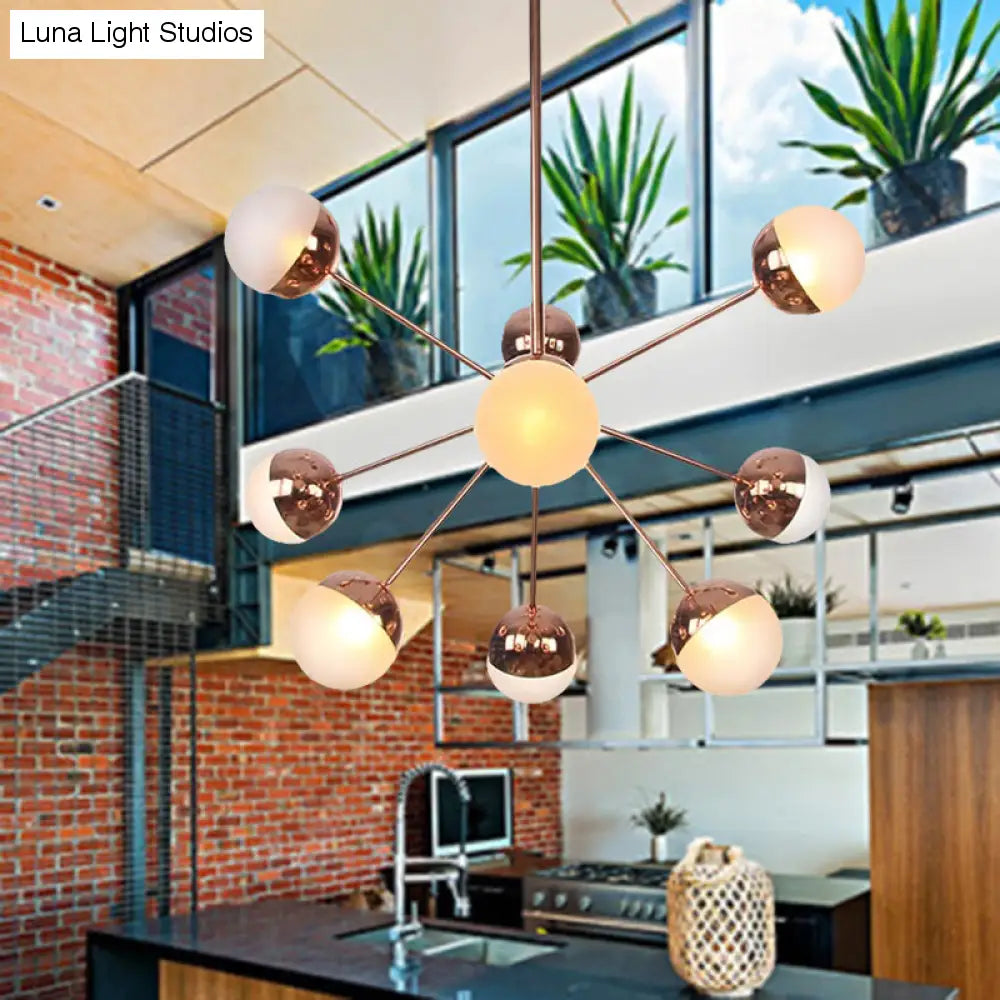 Lámpara de techo semiempotrada DecorBites™ Globe para comedor, con cristal blanco/transparente/gris ahumado - 9/12/15 luces - Diseño contemporáneo en cobre/cromo/oro