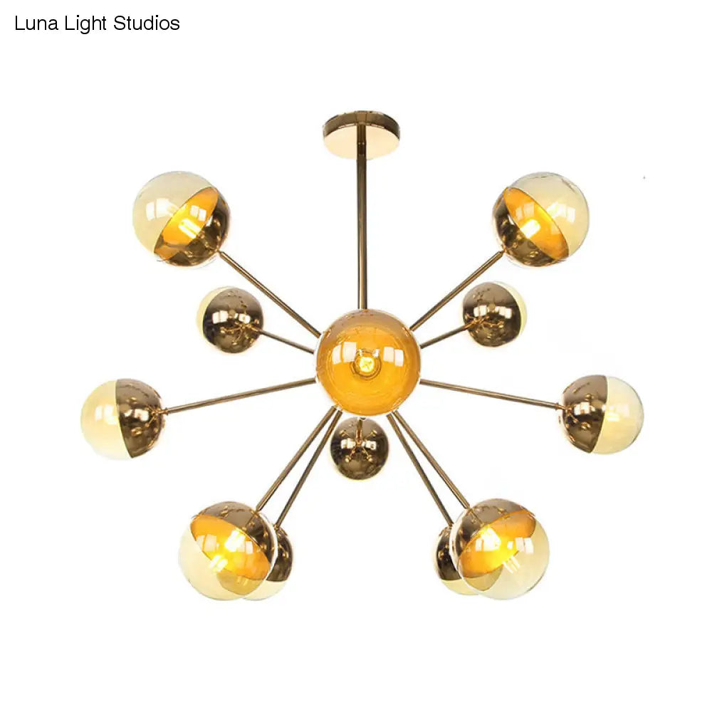 Lámpara de techo semiempotrada DecorBites™ Globe para comedor, con cristal blanco/transparente/gris ahumado - 9/12/15 luces - Diseño contemporáneo en cobre/cromo/oro