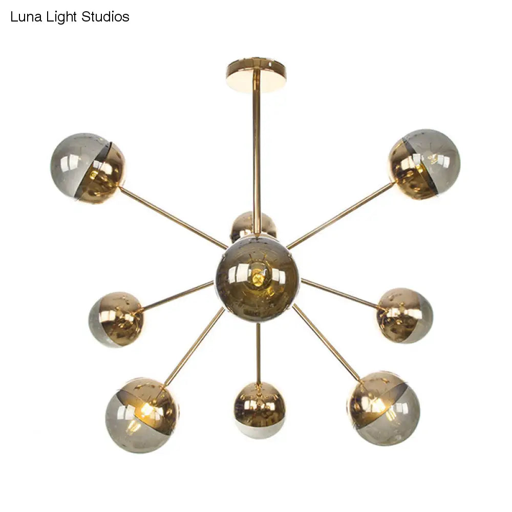 Lámpara de techo semiempotrada DecorBites™ Globe para comedor, con cristal blanco/transparente/gris ahumado - 9/12/15 luces - Diseño contemporáneo en cobre/cromo/oro