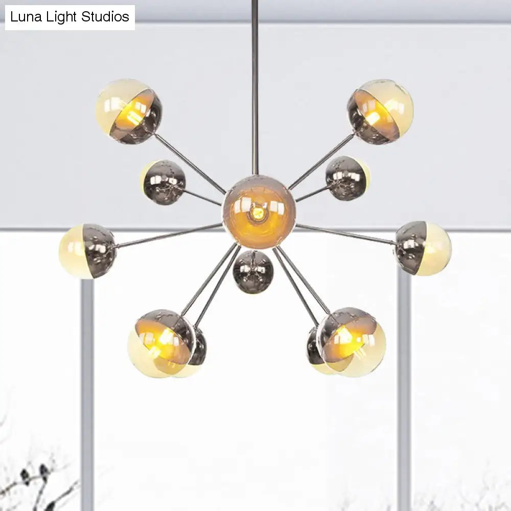 Lámpara de techo semiempotrada DecorBites™ Globe para comedor, con cristal blanco/transparente/gris ahumado - 9/12/15 luces - Diseño contemporáneo en cobre/cromo/oro