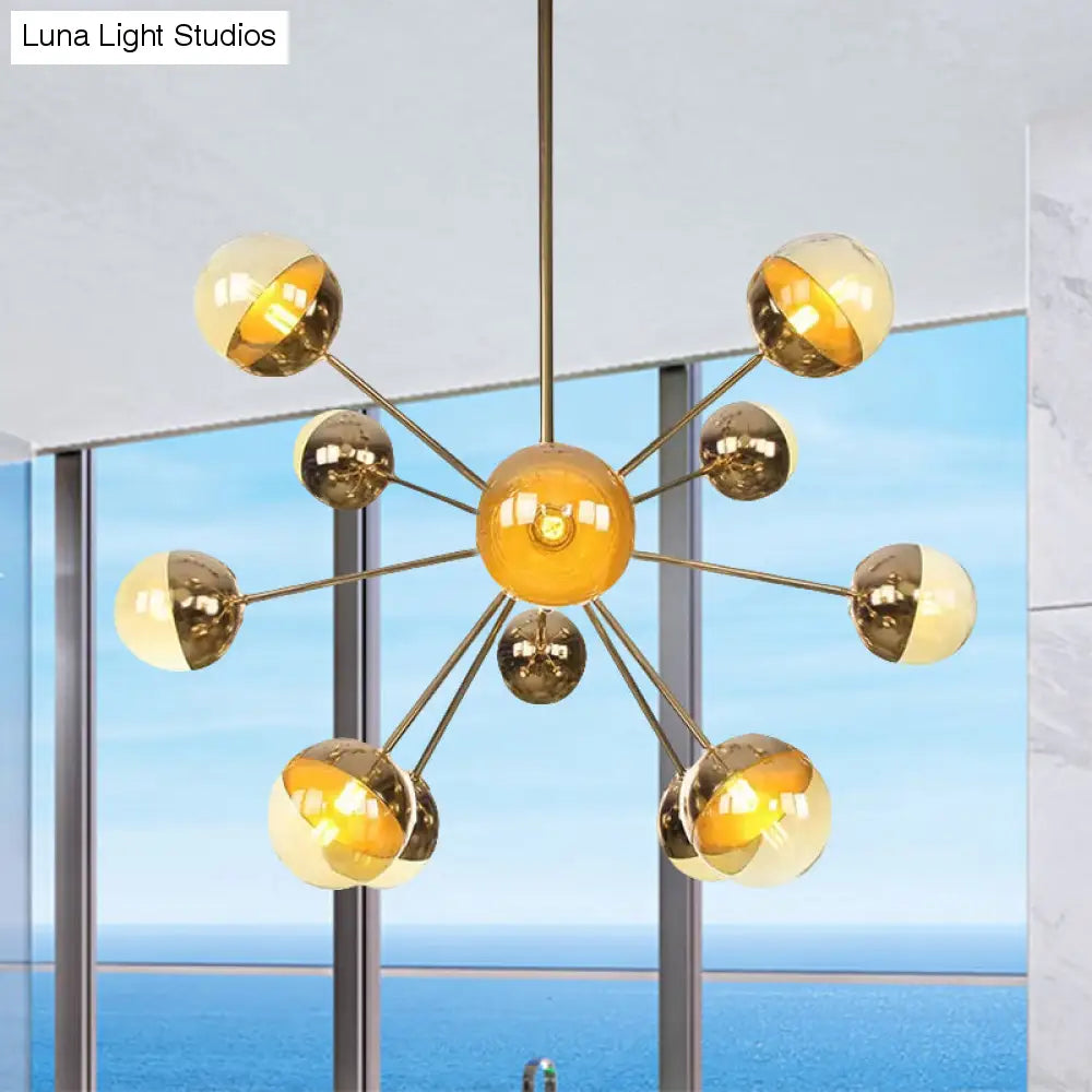 Lámpara de techo semiempotrada DecorBites™ Globe para comedor, con cristal blanco/transparente/gris ahumado - 9/12/15 luces - Diseño contemporáneo en cobre/cromo/oro