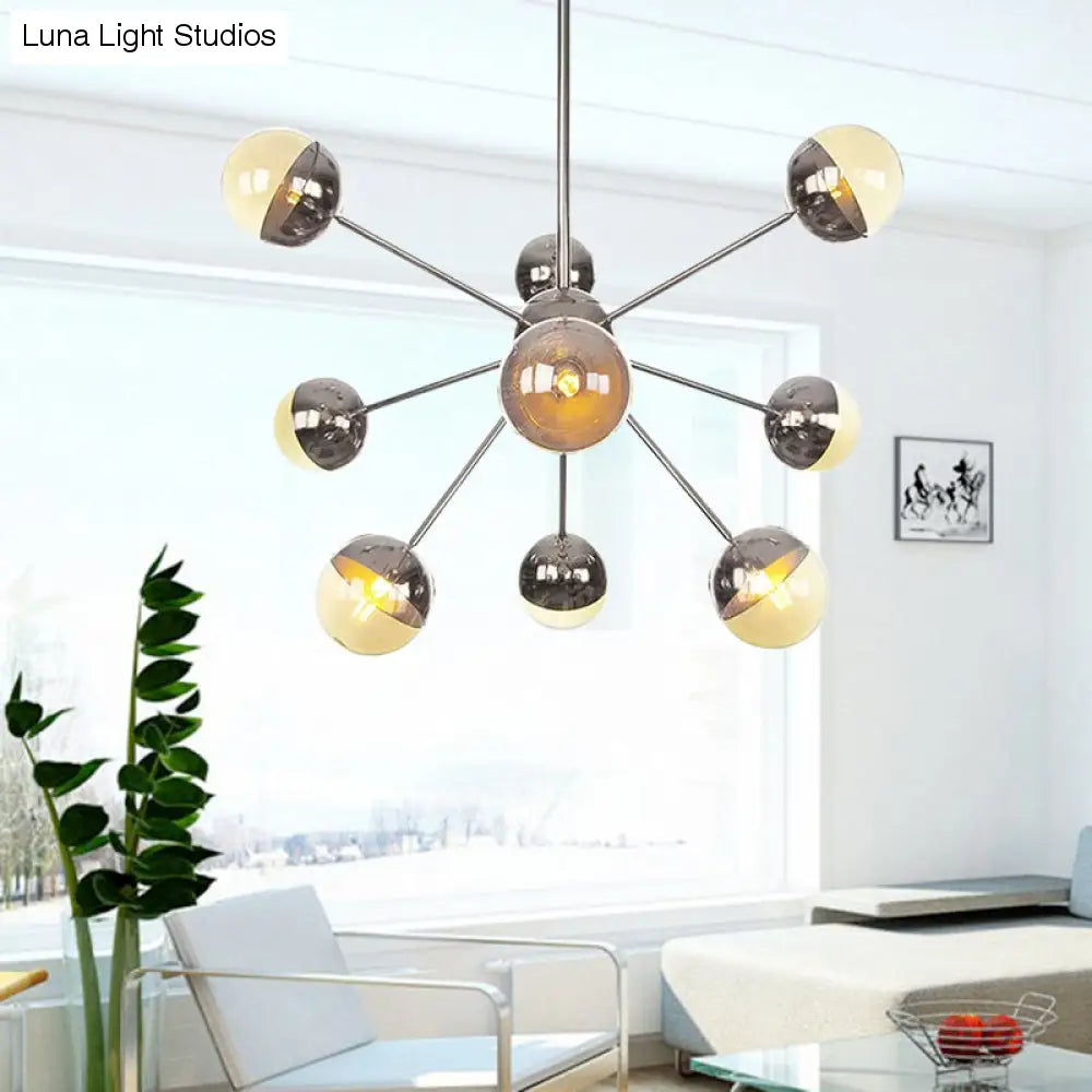 Lámpara de techo semiempotrada DecorBites™ Globe para comedor, con cristal blanco/transparente/gris ahumado - 9/12/15 luces - Diseño contemporáneo en cobre/cromo/oro