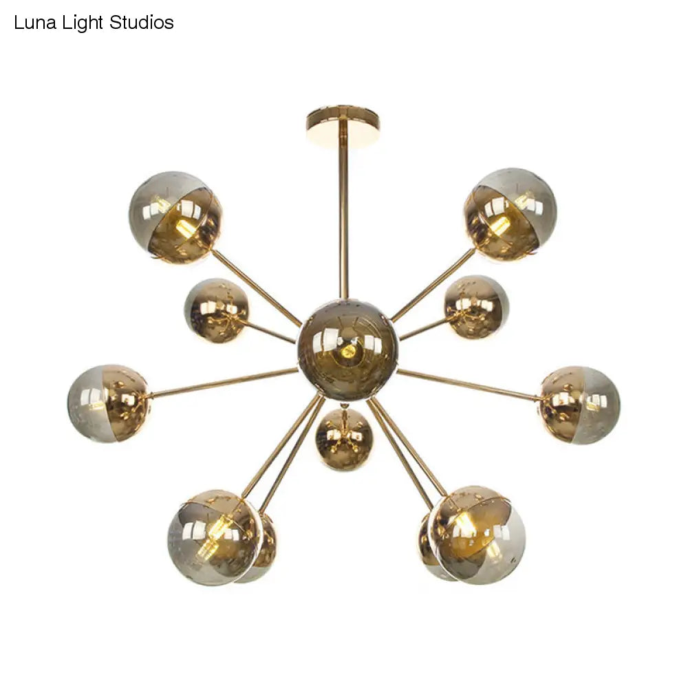 Lámpara de techo semiempotrada DecorBites™ Globe para comedor, con cristal blanco/transparente/gris ahumado - 9/12/15 luces - Diseño contemporáneo en cobre/cromo/oro