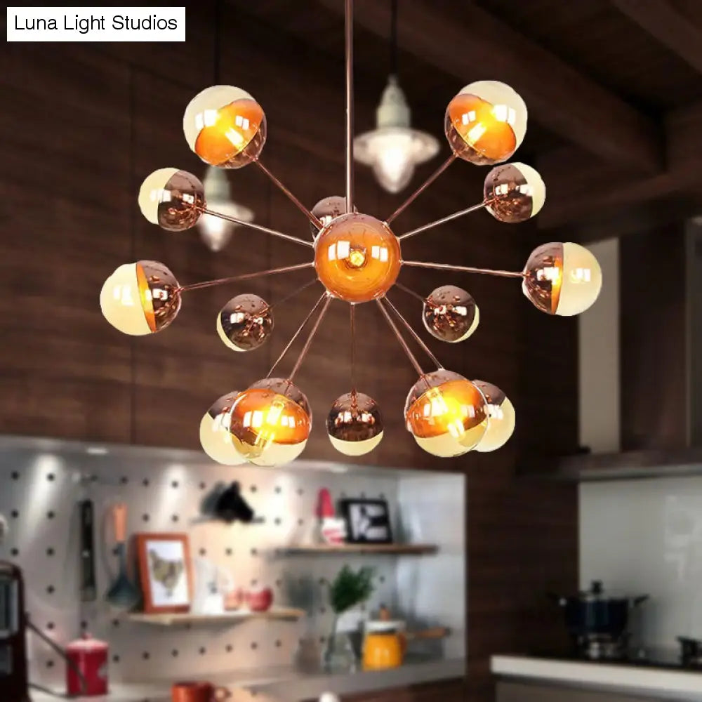 Lámpara de techo semiempotrada DecorBites™ Globe para comedor, con cristal blanco/transparente/gris ahumado - 9/12/15 luces - Diseño contemporáneo en cobre/cromo/oro