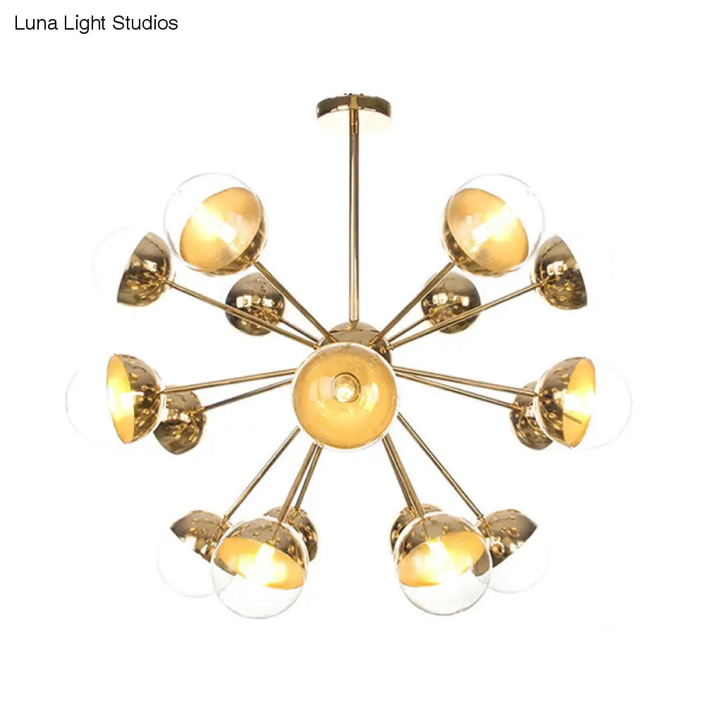 Lámpara de techo semiempotrada DecorBites™ Globe para comedor, con cristal blanco/transparente/gris ahumado - 9/12/15 luces - Diseño contemporáneo en cobre/cromo/oro