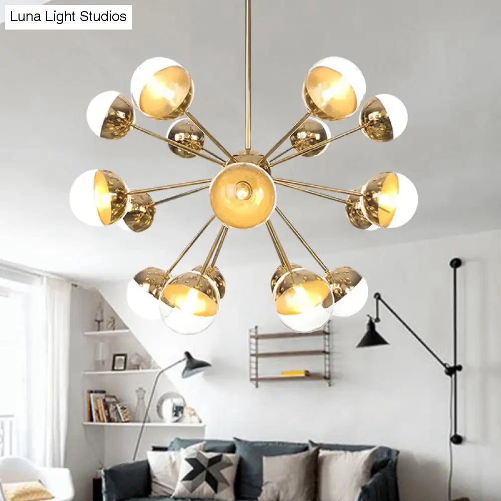 Lámpara de techo semiempotrada DecorBites™ Globe para comedor, con cristal blanco/transparente/gris ahumado - 9/12/15 luces - Diseño contemporáneo en cobre/cromo/oro