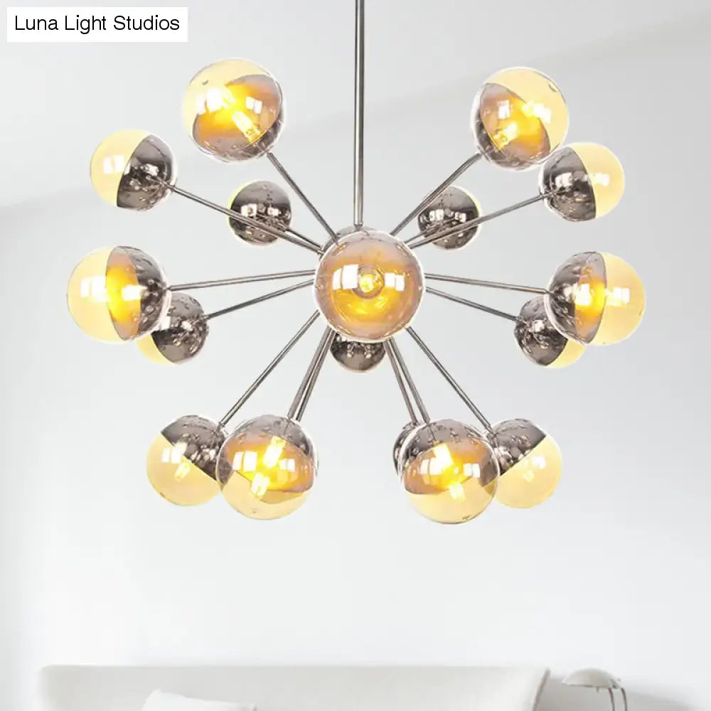 Lámpara de techo semiempotrada DecorBites™ Globe para comedor, con cristal blanco/transparente/gris ahumado - 9/12/15 luces - Diseño contemporáneo en cobre/cromo/oro
