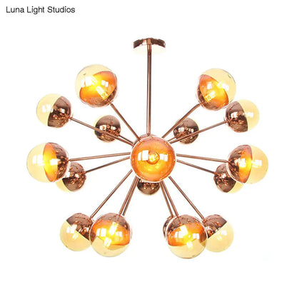 Lámpara de techo semiempotrada DecorBites™ Globe para comedor, con cristal blanco/transparente/gris ahumado - 9/12/15 luces - Diseño contemporáneo en cobre/cromo/oro