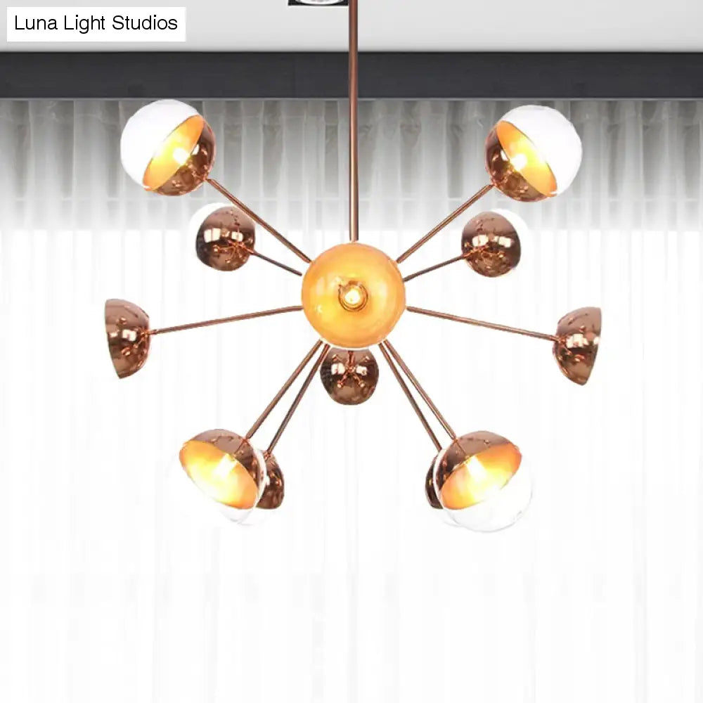 Lámpara de techo semiempotrada DecorBites™ Globe para comedor, con cristal blanco/transparente/gris ahumado - 9/12/15 luces - Diseño contemporáneo en cobre/cromo/oro