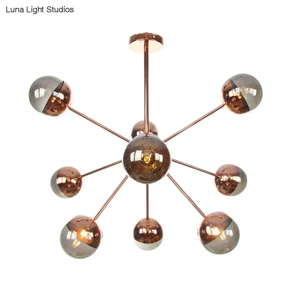 Lámpara de techo semiempotrada DecorBites™ Globe para comedor, con cristal blanco/transparente/gris ahumado - 9/12/15 luces - Diseño contemporáneo en cobre/cromo/oro