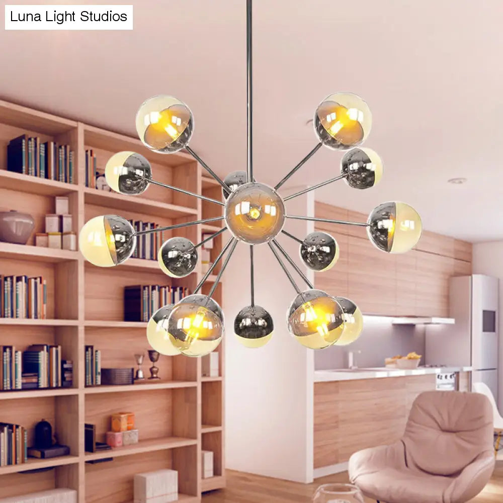 Lámpara de techo semiempotrada DecorBites™ Globe para comedor, con cristal blanco/transparente/gris ahumado - 9/12/15 luces - Diseño contemporáneo en cobre/cromo/oro