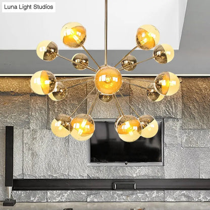 Lámpara de techo semiempotrada DecorBites™ Globe para comedor, con cristal blanco/transparente/gris ahumado - 9/12/15 luces - Diseño contemporáneo en cobre/cromo/oro